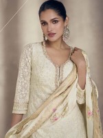 Off White Real Premium Silk Sharara Suit